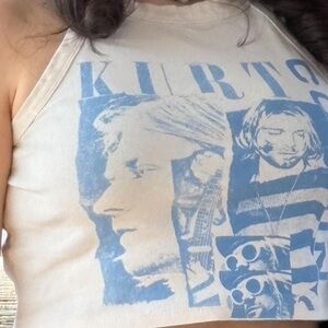 Blue and White Graphic Tank Top